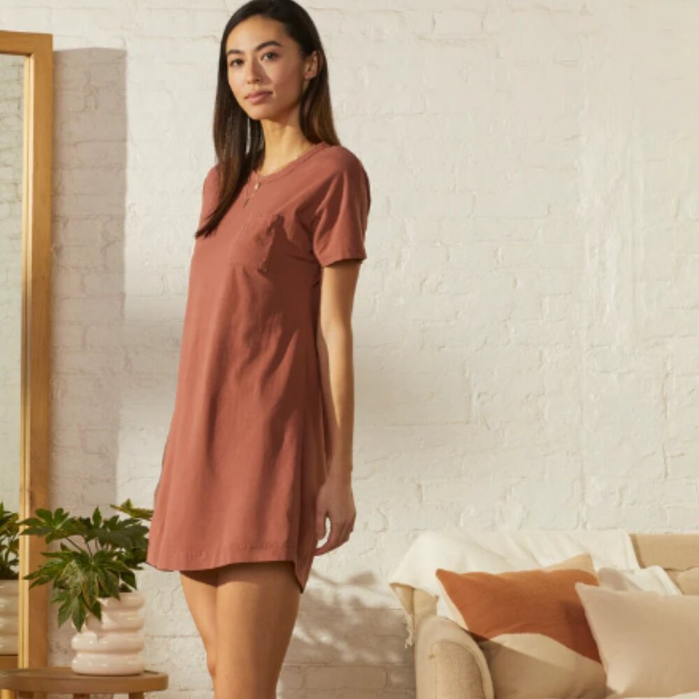NWT UpWest Organic Cotton Super Soft T-Shirt Dress in Russet XS